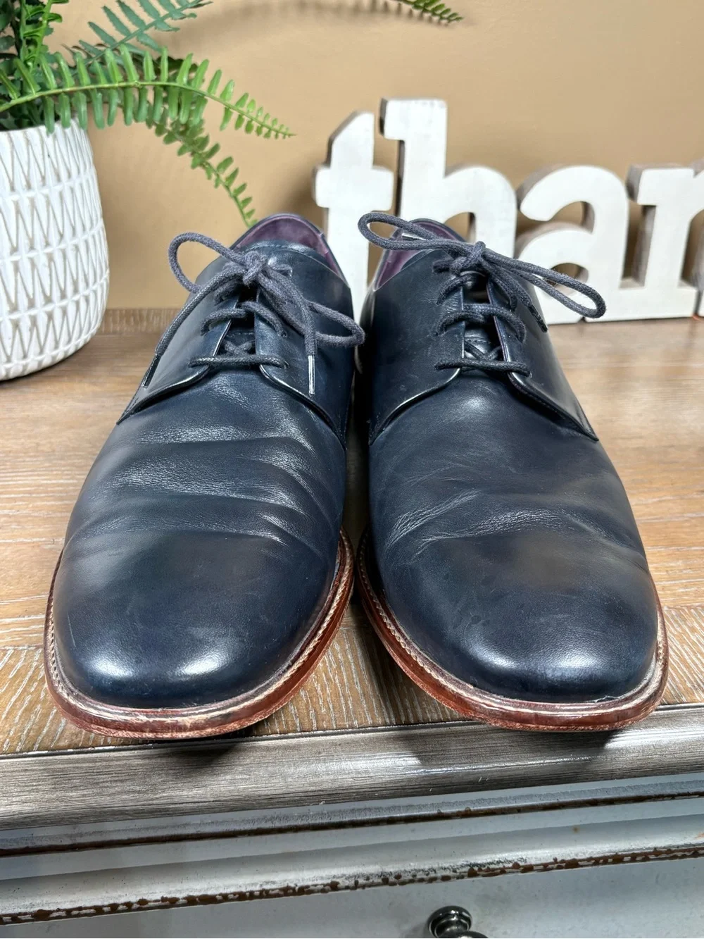 Ted Baker London Iron 3 Plain Toe Derby Navy Shoes Size 15